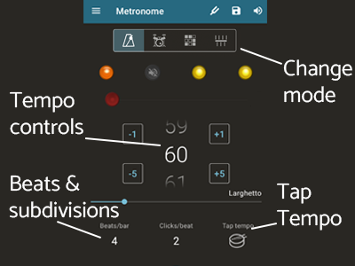 Tempo and beat settings