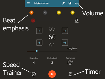 Metronome Beats Settings Screen Icons